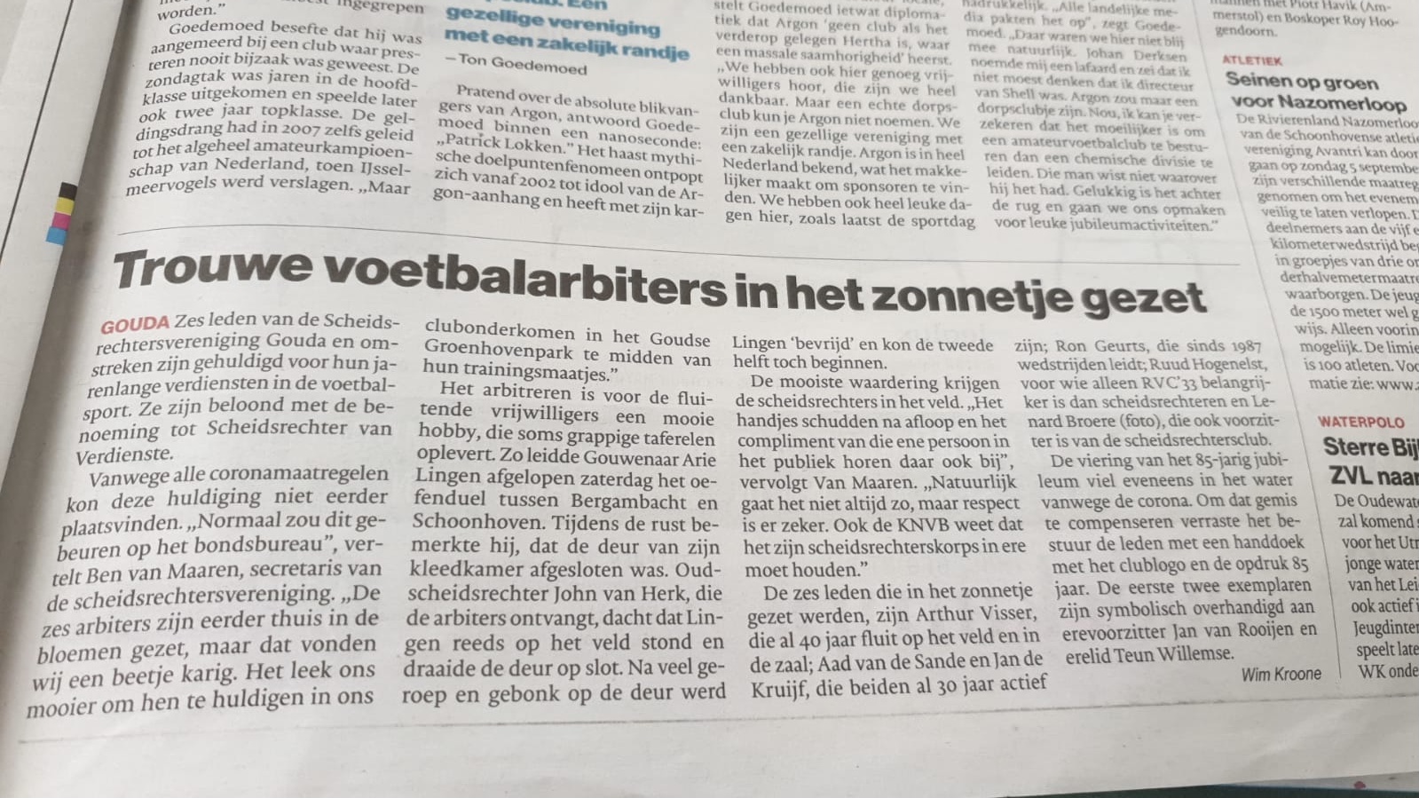 Artikel AD Groene Hart-editie over SV Gouda e.o.